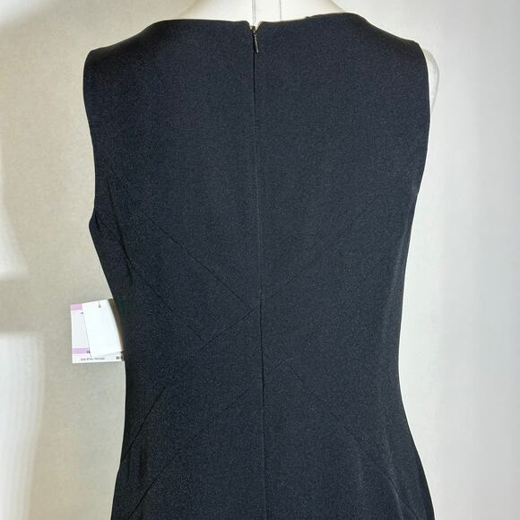 NWT Kasper Black Sleeveless V-Neck A-Line Pleated Dress Workwear Womens Size 6 - Picture 7 of 12